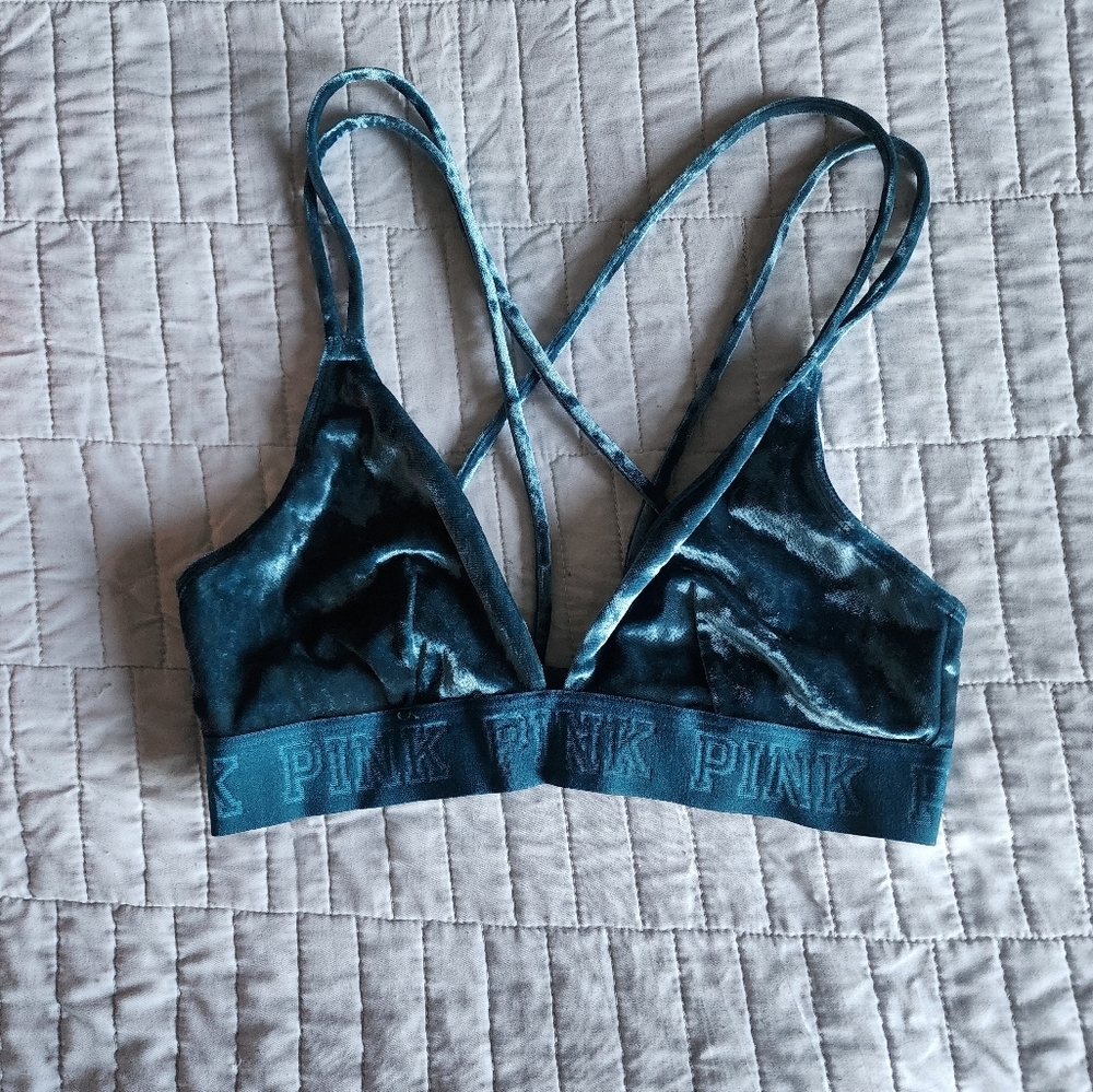 PINK Victoria Secret Blue Velvet Bralette